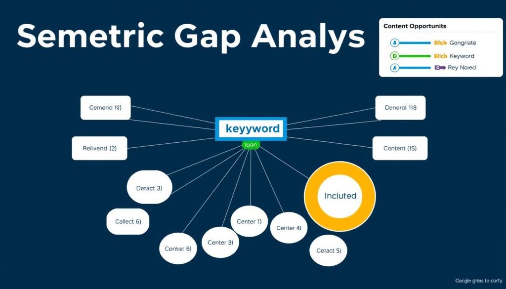Análisis de brechas semánticas mostrando términos relacionados y su relevancia Análisis de brechas semánticas mostrando términos relacionados y su relevancia