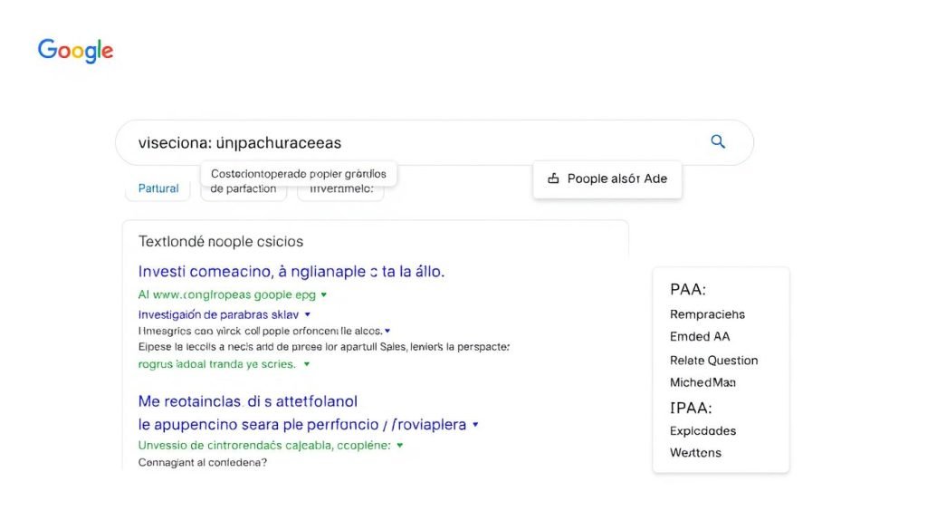 Captura de pantalla de Google mostrando autocompletado y sección 'Las personas también preguntan' Captura de pantalla de Google mostrando autocompletado y sección 'Las personas también preguntan'