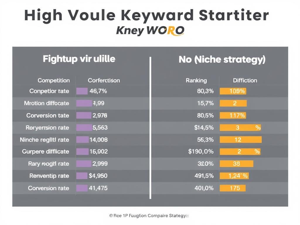 Gráfico comparando estrategia de palabras clave de alto volumen vs. estrategia de nicho Gráfico comparando estrategia de palabras clave de alto volumen vs. estrategia de nicho